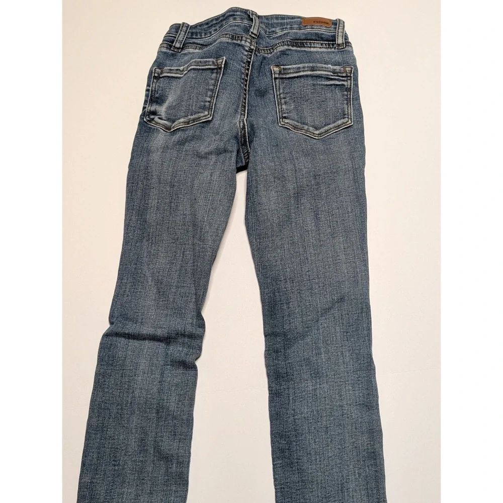 RSQ Girls Blue Distressed Mid Rise Ankle Jeans Size 7‎ Ripped Denim Slim Leg